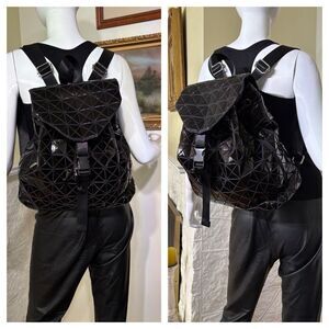 Sondra Roberts SR Squared Rhomboid Black Backpack Issey Miyake's Bao Bao Style